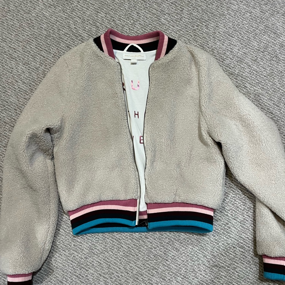 Spiritual Gangster cream Sherpa bomber jacket